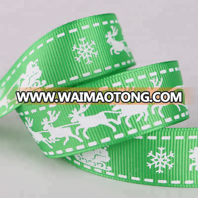 Christmas Elk Santa Claus custom 2cm Grosgrain Ribbon holiday celebration Christmas ribbon