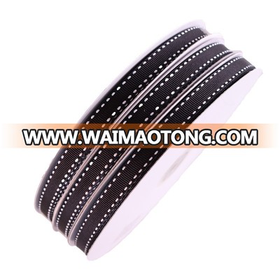 wholesale double saddle stitch grosgrain ribbon 5/8inch black color double face saddle stitch grosgrain ribbon