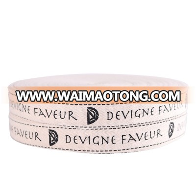 wholesale 15mm 5/8inch off-white double face soft woven customizable logo cotton ribbon