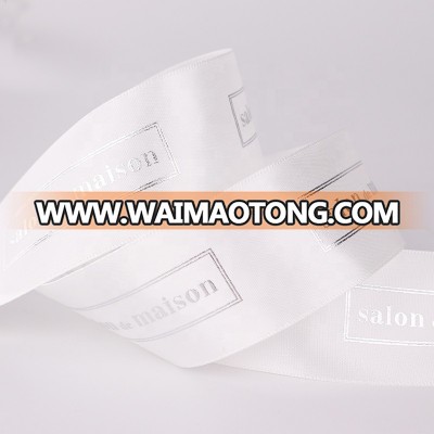 Best quality silver hot stamping38mm polyester ribbon for gift  wrapping polyester ribbon