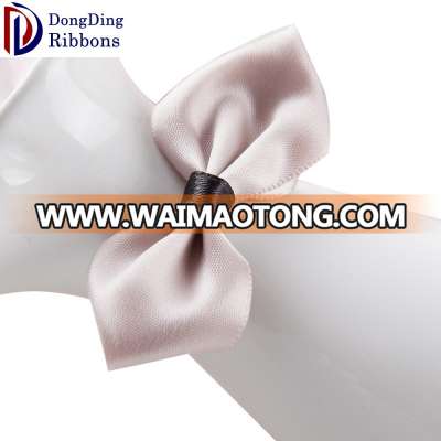 Custom pre-tied Satin ribbon bow ,wine perfume bottle neck ribbon bow with elastic band